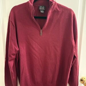 Jos. A. Bank Men's Quarter-Zip  Sweater in Rich Burgundy 100% Merlino Wool